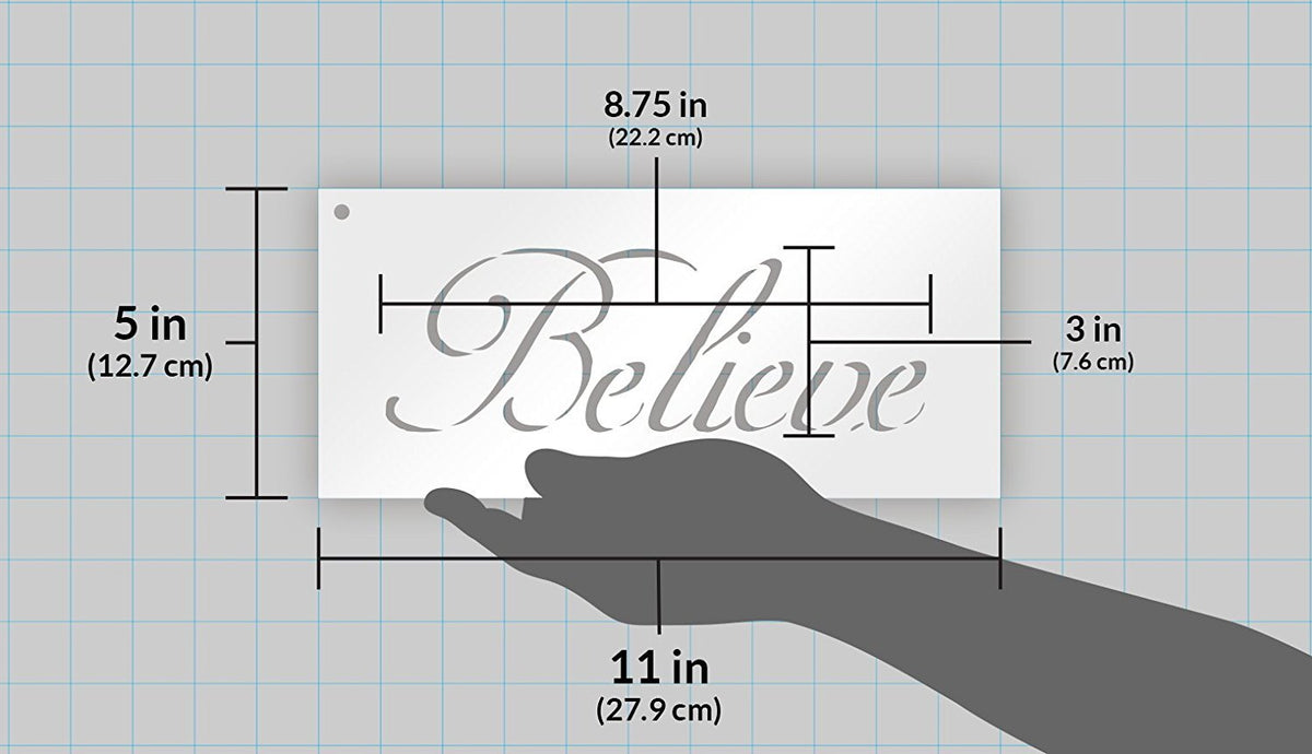 Believe Stencil | Elegant Word Art - Small 11 x 5-inch Reusable Mylar ...