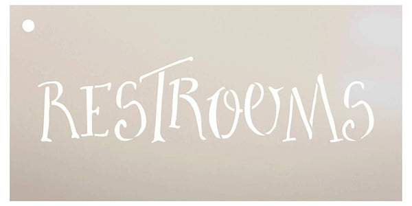 Wedding Sign Word - Restrooms - Fancy Funky Stencil by StudioR12 | Reusable Mylar Template | Use to Paint Wood Signs - Pallets - Pillows - DIY Wedding Decor - Select Size