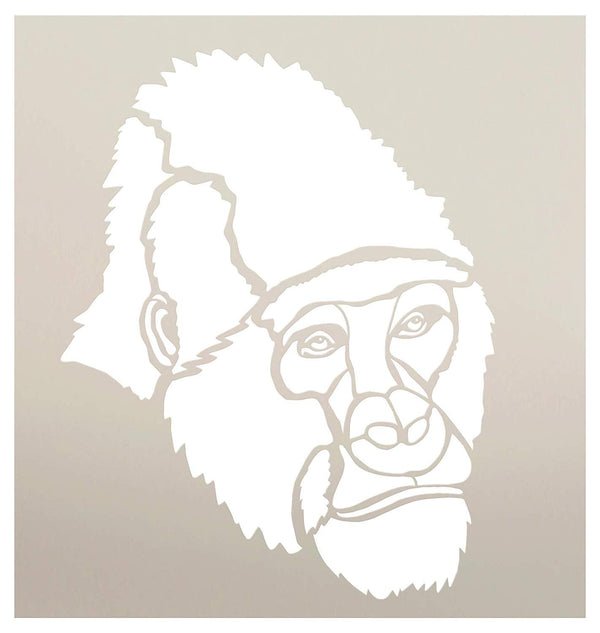 Gorilla Portrait Stencil by StudioR12 | Zoo Animals | Family School Nursery Home Decor | DIY Creativity Fun Kids Gift Craft Educational Play Room | Reusable Mylar Template Paint Wood Sign