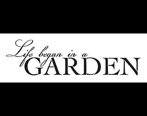Life Began In A Garden Stencil by StudioR12 | Script & Serif Word Art - Reusable Mylar Template | Painting, Chalk, Mixed Media | Use for Journaling, DIY Home Decor