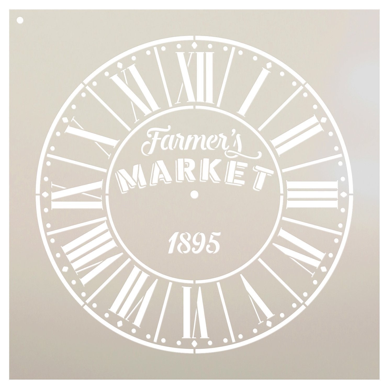 Round Clock Stencil Parisian Roman Numerals Farmers Market Words