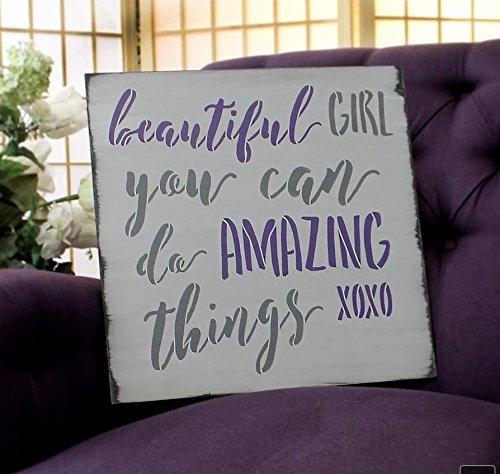 Beautiful Girl by StudioR12 | Inspirational and Artistic -Reusable Mylar Template | Painting, Chalk, Mixed Media | Crafting, DIY Home Decor - CHOOSE SIZE
