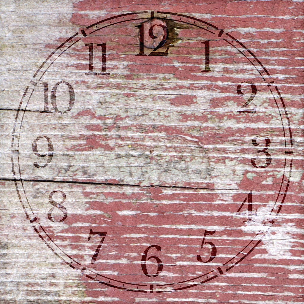 Provincial Clock Face Stencil by StudioR12 | Classic Numbers Clock Art -  Reusable Mylar Template | Painting, Chalk, Mixed Media | DIY Decor -  STCL2337