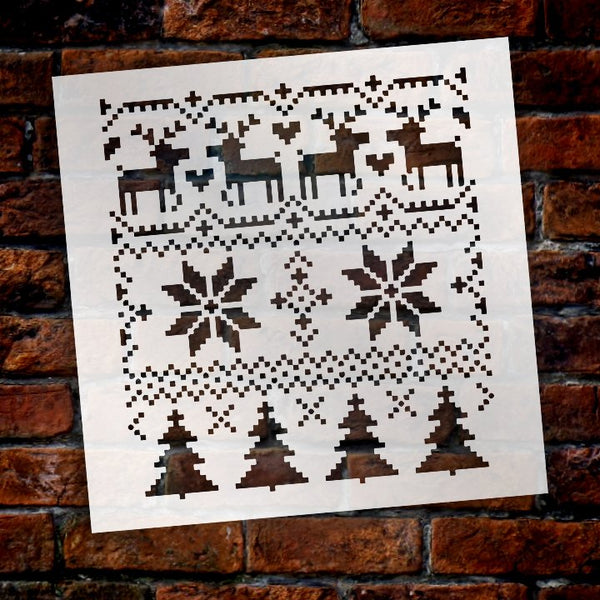 Christmas Sweater Pattern Stencil by StudioR12 | DIY Christmas | Apron Pillows | Seasonal Gift | Craft Winter Home Decor | Select Size | STCL1495