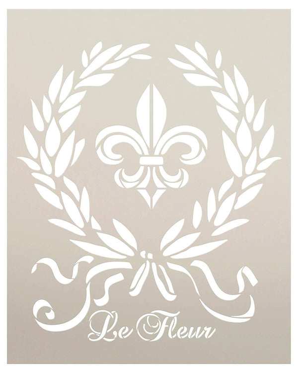 French Le Fleur de Lis Stencil by StudioR12 | DIY Old Ephemera Home Decor & Furniture | Vintage Laurel Wreath Art | Craft & Paint Antique Wood Signs | Reusable Mylar Template | Size (20 x 16 inch)