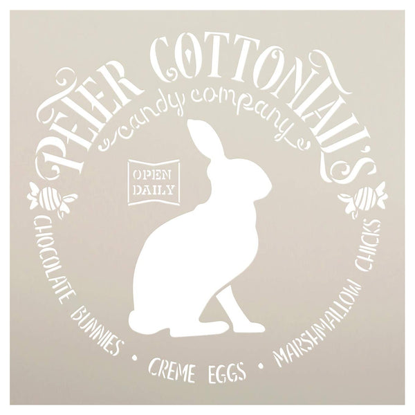 Peter Cottontail's Candy Company Stencil with Rabbit by StudioR12 | DIY Spring Easter Candy Home Decor | Craft & Paint Farmhouse Wood Signs | Reusable Mylar Template | Select Size | STCL3414