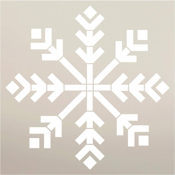Diamond Snowflake Stencil by StudioR12 | DIY Rustic Holiday Home Decor | Geometric Vintage Winter Christmas Wall Art | Craft & Paint Wood Signs | Reusable Mylar Template | Select Size