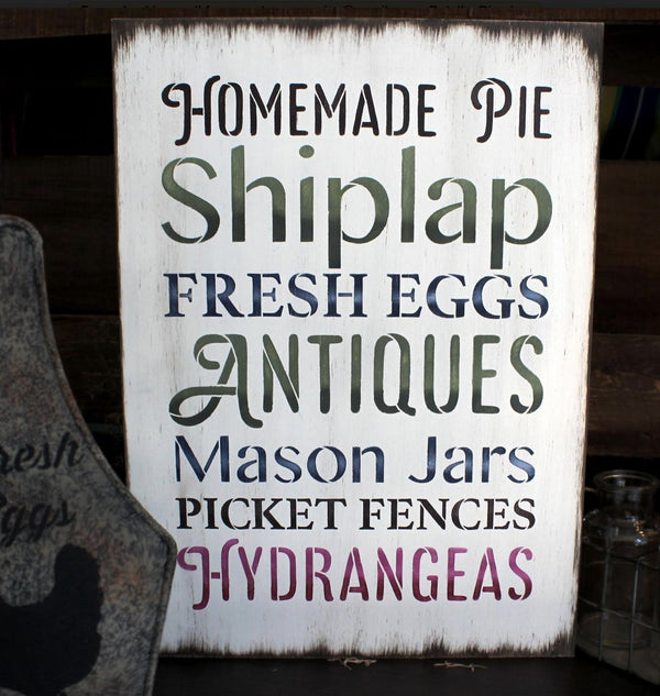 Homemade Pie - Antiques - Hydrangeas - Word Stencil - 10