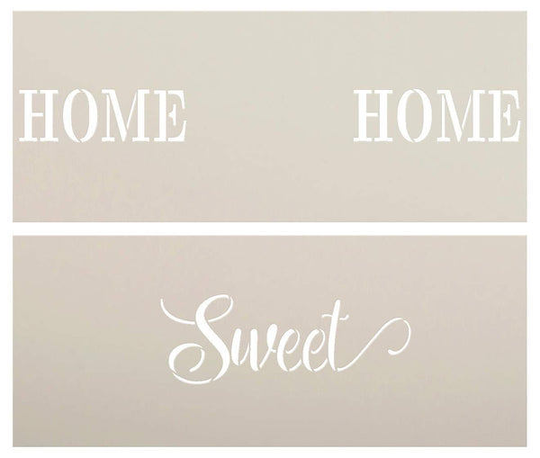Home Sweet Home Stencil - 2 Part - by StudioR12 | Reusable Mylar Template | Use to Paint Wood Signs - Pallets - Banners - DIY Welcome Decor - Select Size | STCL2473