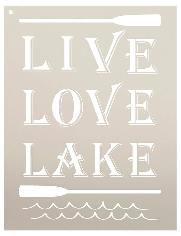 Live Love Lake - Oars and Waves Stencil by StudioR12 | Reusable Mylar Template | Use to Paint Wood Signs - Pallets - DIY Water Decor - Select Size | STCL2238