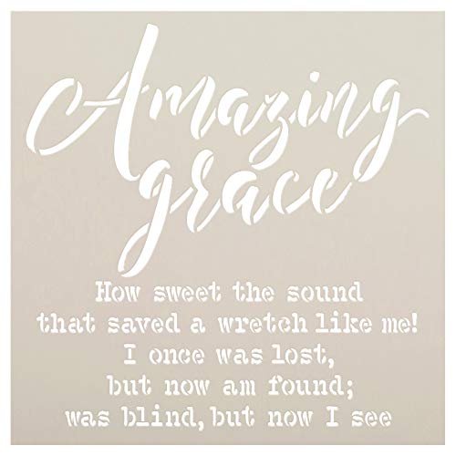 Amazing Grace by StudioR12 | Reusable Mylar Template | Christian Hymn Inspiration | Paint Wood Sign | Craft Simple Cursive Gift Quote | DIY Rustic Song Lyrics Faith Truths | Select Size