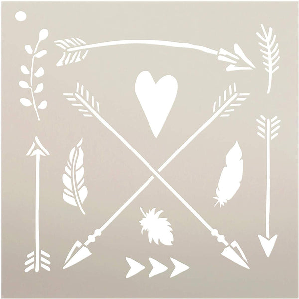 Woodland Arrows & Symbols Stencil by StudioR12 | DIY Nursery | Nature Decor | Animal | Craft Home Decor | Reusable Mylar Template | Paint Wood Sign - Select Size