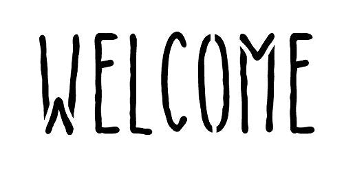 Welcome Stencil by StudioR12  Skinny Traditional Vertical Word