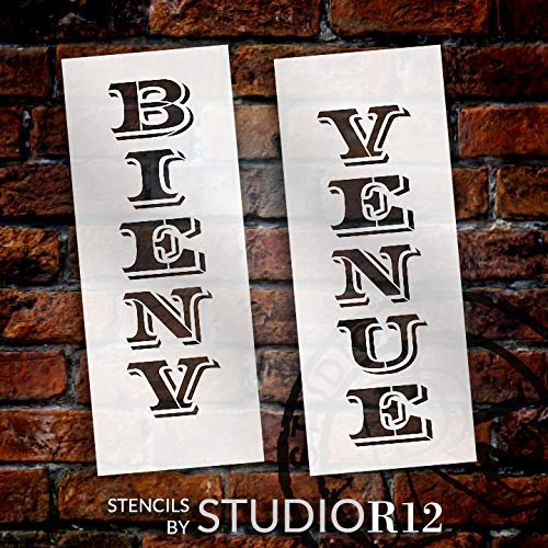 Bienvenue - Vertical Stencil - 2 Part - by StudioR12, Reusable Mylar  Template