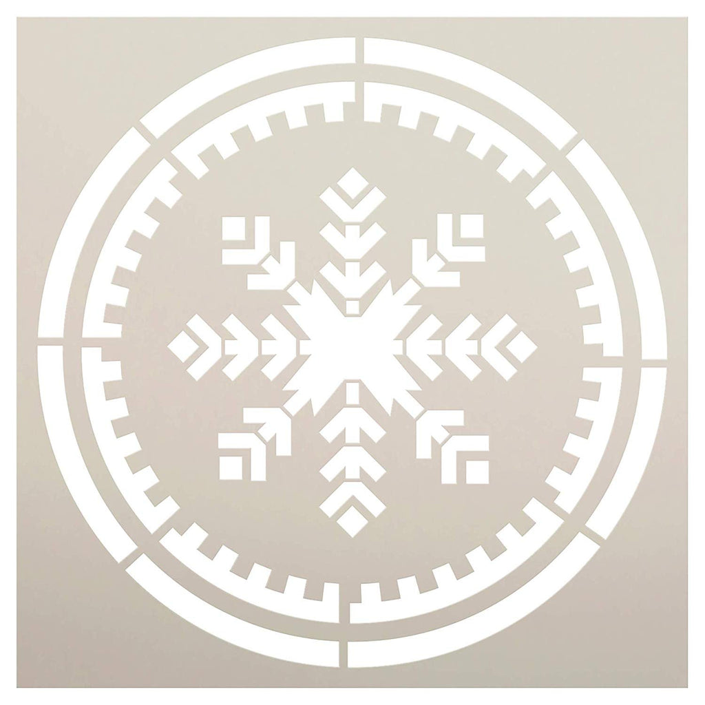 Diamond Snowflake Stencil by StudioR12, DIY Rustic Holiday Home Decor, Geometric Vintage Winter Christmas Wall Art, Craft & Paint Wood Signs, Reusable Mylar Template