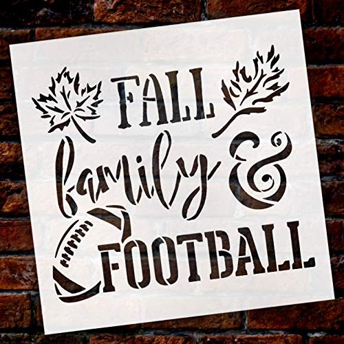 Fall Family and Football Stencil by StudioR12 | Wood Signs | Word Art Reusable | Mancave Sports Room | Painting Chalk Mixed Media Multi-Media | DIY Home - Choose Size | STCL2827