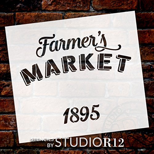 Farmer's Market 1895 Stencil by StudioR12 | Country Store Sign Word Art - Reusable Mylar Template | Painting, Chalk, Mixed Media | DIY Decor - STCL2335 - SELECT SIZE