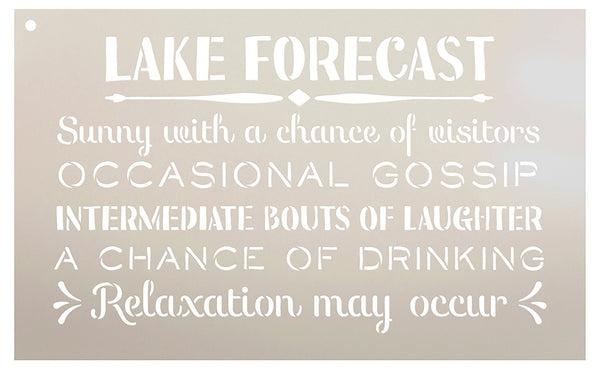 Lake Forecast Stencil by StudioR12 - For Painting Wood Signs | Summer Outdoor Word Art for Front Door - Lake House - Motorhome - Entry - Porch - Patio | 13