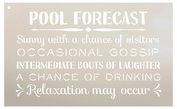 Pool Forecast - Sunny with a Chance of Visitors Stencil by StudioR12 | Summer Outdoor Word Art - Reusable Mylar Template | Stencils for Painting Wood Signs | Front Door - Entry - Porch - STCL2269