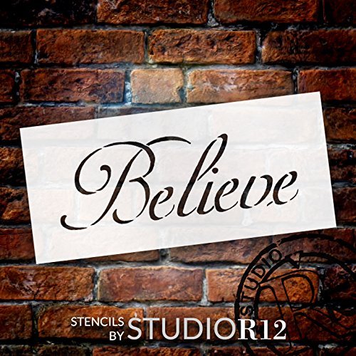 Believe Stencil | Elegant Word Art - Small 11 x 5-inch Reusable Mylar Template | Painting, Chalk, Mixed Media | Use for Journalingt, DIY Home Decor- STCL311_2