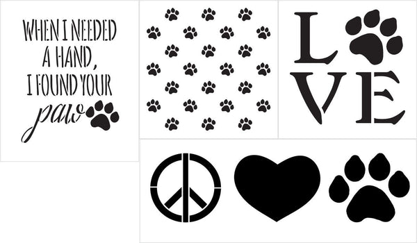 Dog and Puppy Lover Stencil Set by StudioR12 | Stencil Kit Reusable Mylar Templates | Use to Paint Wood Signs - Dog House - Front Porch - Pallets - New Home –Scrapbooking - DIY Home Decor