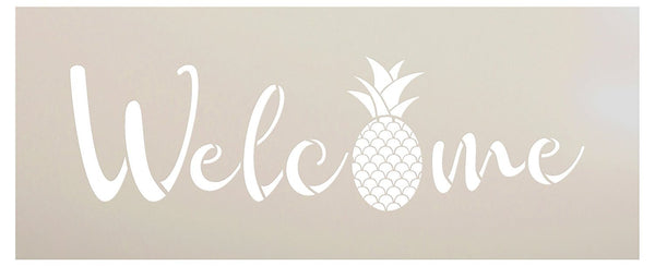 Welcome Pineapple Stencil by StudioR12 | Reusable Mylar Template | Use to Paint Wood Signs - Wall Art - Front Door - Entry - Porch - DIY Home Decor - SELECT SIZE | STCL2403