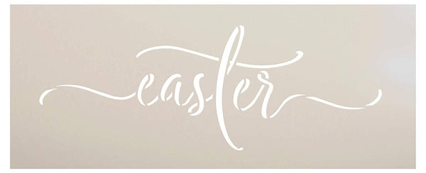 Easter Cursive Script Stencil by StudioR12 | DIY Easy Christian Spring Home Decor | Rustic Word Art | Craft & Paint Farmhouse Wood Signs | Reusable Mylar Template | Select Size