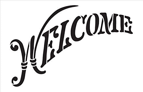 Welcome Stencil by StudioR12 Skinny Serif Arched Word Art - Small