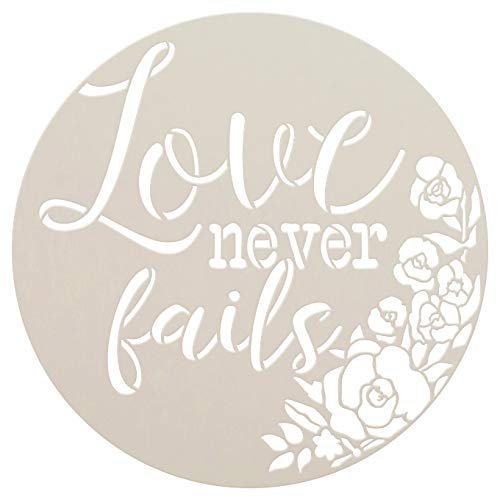 Love Never Fails Stencil by StudioR12 | Corinthians 13:8 | Paint Wood Sign | Reusable Mylar Template | Craft Cursive Wedding Gift | Floral Rose | DIY Inspiration Faith | Select Size