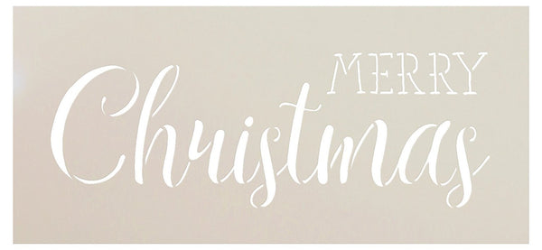 Merry Christmas Stencil by StudioR12 | Trendy Rustic Script Word Art - Reusable Mylar Template | Painting, Chalk, Mixed Media | Use for Crafting, DIY Home Decor | Select Size | STCL1397
