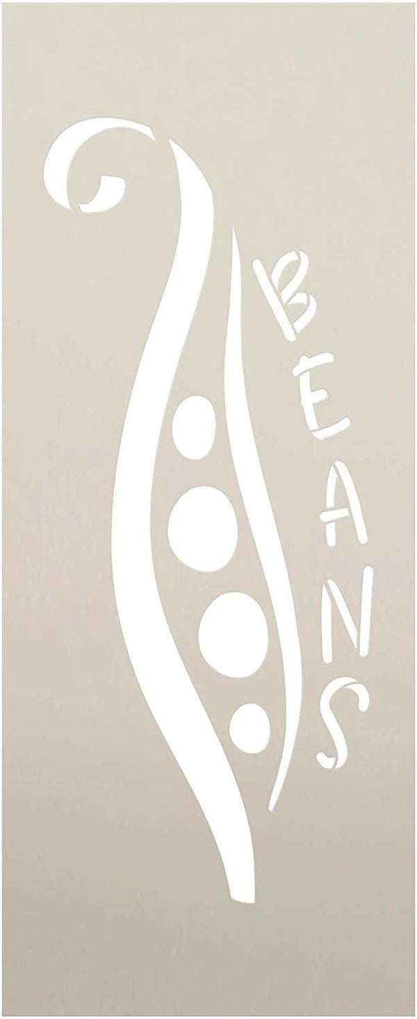 Beans Garden Marker Stencil by StudioR12 | DIY Spring Backyard Outdoor Home Decor | Vegetable Plant Label | Craft & Paint Rustic Wood Signs | Reusable Mylar Template | Select Size