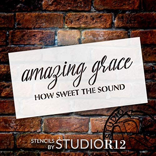 Amazing Grace How Sweet The Sound Stencil by StudioR12 | Hymn Faith DIY Decor | Musical Decor | DIY Home Decor | Select Size | STCL2253
