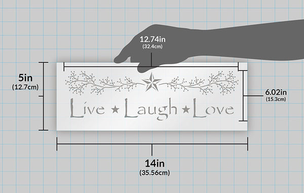 Live Laugh Love Stencil by StudioR12 | Primitive Word Art - Reusable Mylar Template | Painting, Chalk, Mixed Media | Use for Crafting, DIY Home Decor - STCL1207 SELECT SIZE
