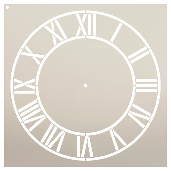 Country Home Clock Face Stencil by StudioR12 | Roman Numerals Clock Art - Reusable Mylar Template | Painting, Chalk, Mixed Media | DIY Decor - STCL2332 - SELECT SIZE