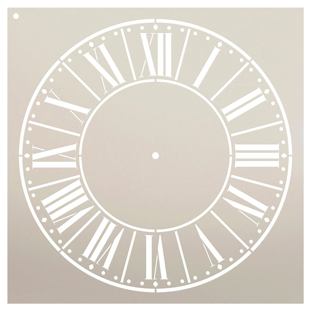 Farmhouse Clock Face Stencil by StudioR12 Roman Numerals Clock Art -  Reusable Mylar Template Painting, Chalk, Mixed Media DIY Decor - STCL2336 -  SELECT SIZE 12 Diameter 