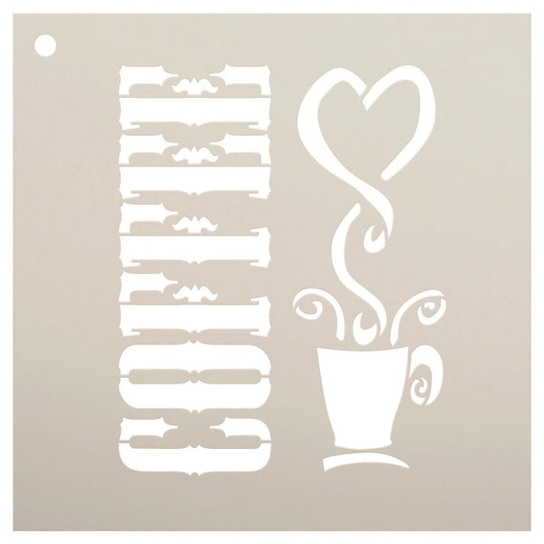 Coffee Stencil by StudioR12 | Love Coffee Word Art - Reusable Mylar Template | Painting, Chalk, Mixed Media | Use for Journaling, DIY Home Decor - STCL815