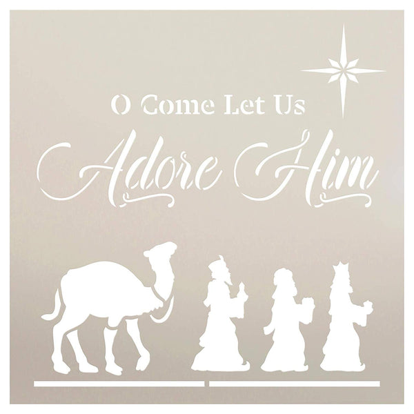 Oh Come Let Us Adore Him Christmas Stencil by StudioR12 | Wood Signs | Word Art Reusable | Family Dining Room | Painting Chalk Mixed Multi-Media | Select size  STCL2885