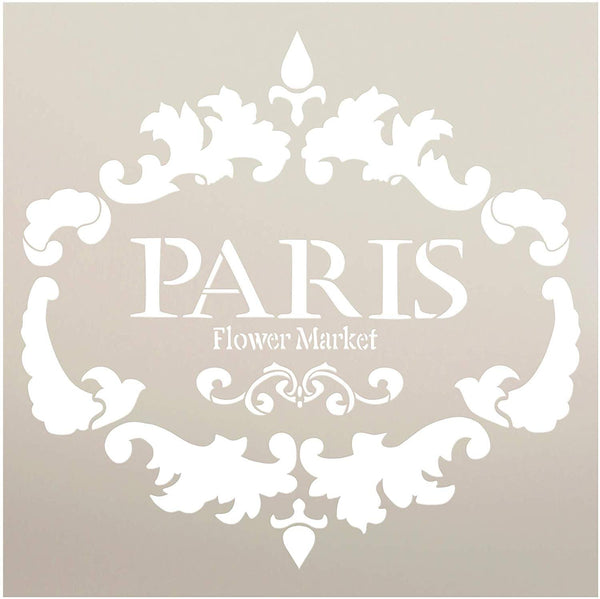Paris Flower Market Stencil by StudioR12 | DIY French Country Ephemera Home Decor & Furniture | Rustic Farmhouse Word Art | Craft & Paint Wood Signs | Reusable Template | Select Size