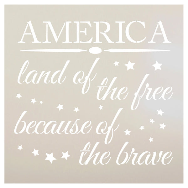 America Land of The Free Stencil by StudioR12 | Patriotic Word Art | Paint, Chalk, Mixed Media | Crafting, DIY Home Decor | Select Size | STCL1233