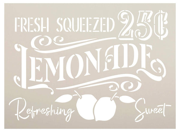 Fresh Squeezed Lemonade Stencil with Lemons by StudioR12 | DIY Spring & Summer Kitchen Home Decor | 25 Cents | Paint Farmhouse Wood Signs | Reusable Mylar Template | Select Size