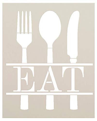 Eat with Silverware Stencil by StudioR12 | Reusable Mylar Template | Use for Painting Wood Signs - DIY Kitchen & Dining Decor - Mixed Media | Select Size | STCL2489