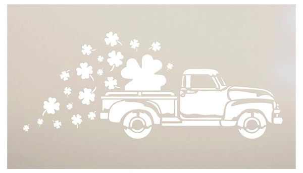 Vintage Truck with Shamrocks Stencil by StudioR12 | DIY Farmhouse St. Patrick's Day Home Decor | Paint Wood Signs | Select Size