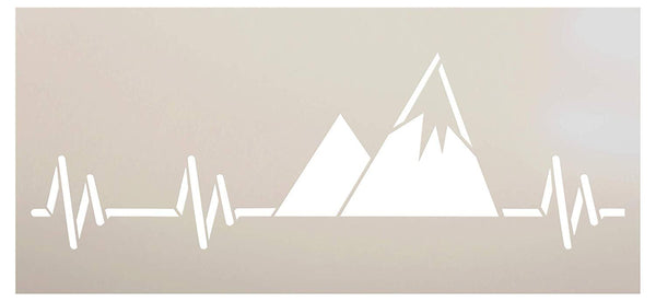 Mountain Heartbeat Stencil by StudioR12 | DIY Indoor & Outdoor Home Decor | Nature Camping Lover Pulse Wall Art | Craft & Paint Wood Signs | Reusable Mylar Template | Select Size