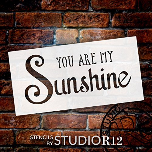 You Are My Sunshine Stencil by StudioR12 | Trendy Script & Serif Word Art - Small 8 x 4-inch Reusable Mylar Template | Painting, Chalk, Mixed Media | Use for Journaling, DIY Home Decor - STCL1205_1