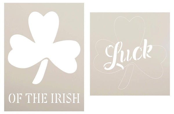 Luck of The Irish 2-Part Stencil with Shamrock by StudioR12 | DIY Fun Spring Home Decor | St. Patrick's Day Word Art | Paint Wood Signs | Reusable Mylar Template | Select Size