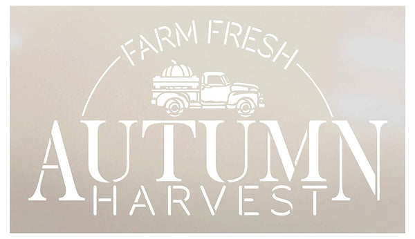 Farm Fresh Autumn Harvest with Vintage Pumpkin Truck Stencil by StudioR12 | Paint Signs | Word Art Reusable | Family Dining Room | Paint Chalk Mixed Media Multi-Media | DIY Home - Choose Size