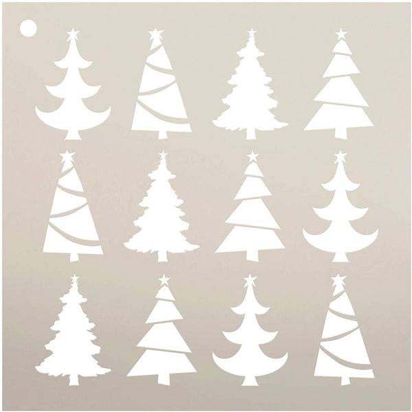 Christmas Trees Pattern Stencil by StudioR12 | DIY Christmas | Holiday Decor | Seasonal Gift | Craft Home Decor | Reusable Mylar Template | Paint Wood Sign - Select Size