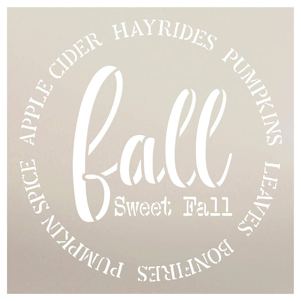 Fall Sweet Fall Pumpkin Apple Cider Round Stencil by StudioR12 | for Painting Wood Sign | Furniture Totes Fabric | Fall Decorating Walls Mantles | DIY Home Decor - Choose Size
