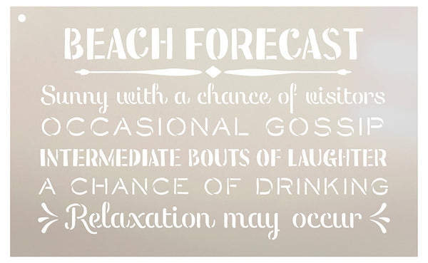 Beach Forecast - Sunny with a Chance of Visitors Stencil by StudioR12 | Reusable Mylar Template | Use to Paint Wood Signs - Front Door - Entry - Porch - DIY Summer Decor