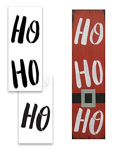 Ho Ho Ho Tall Porch Stencil by StudioR12 | 2 Pcs | DIY Large Vertical Christmas Holiday Outdoor Home Decor | Front Porch Entryway | Craft & Paint Wood Leaner Signs | Reusable Mylar Template | Size 4ft | STCL1943